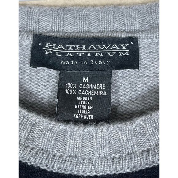 HATHAWAY PLATINUM Crewneck Argyle Sweater 100% Cashmere Made in Italy - Picture 4 of 8